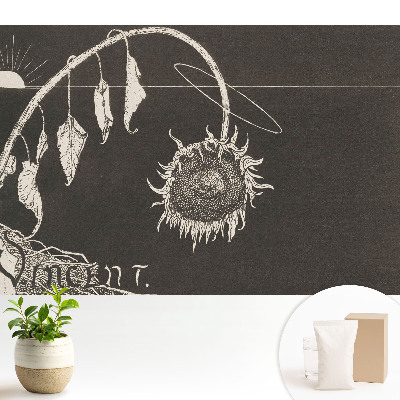 Tapeta na zeď se vzorem zvadlých slunečnic v nostalgickém vintage stylu