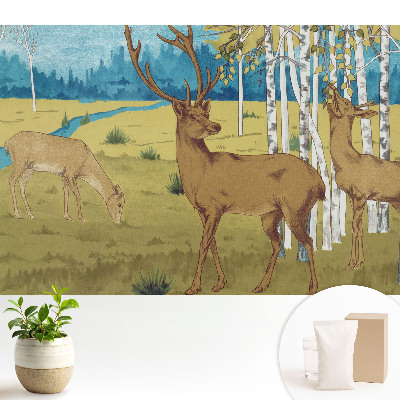 Samolepící tapeta s motivem jelena v březovém lese