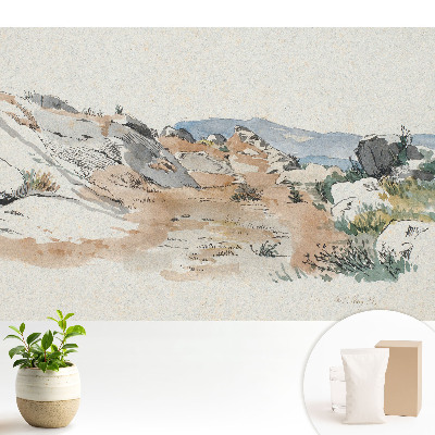 Tapeta na zeď Skalnatá krajina, klidná krajina, jemné barvy