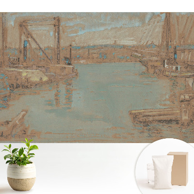 Samolepící tapeta Klasická přístavní krajina v odstínech modré