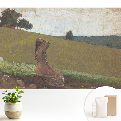 Tapeta do obývacího pokoje s motivem idylické ženy na kopci