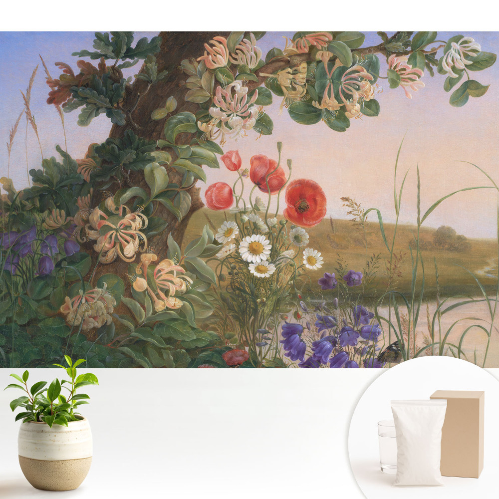 Tapeta s barevným květinovým motivem vytvářejícím idylickou atmosféru