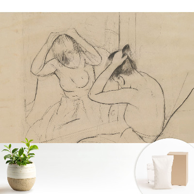 Tapeta do obývacího pokoje se ženou u zrcadla