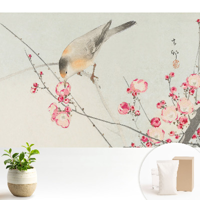 Tapeta na zeď Japonský pták a květiny