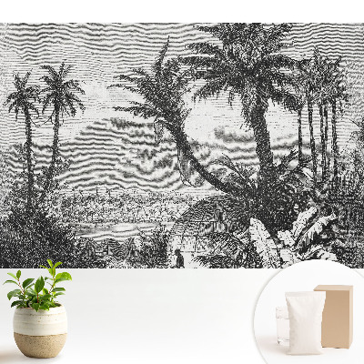 Tapeta do obývacího pokoje s exotickou tropickou krajinou