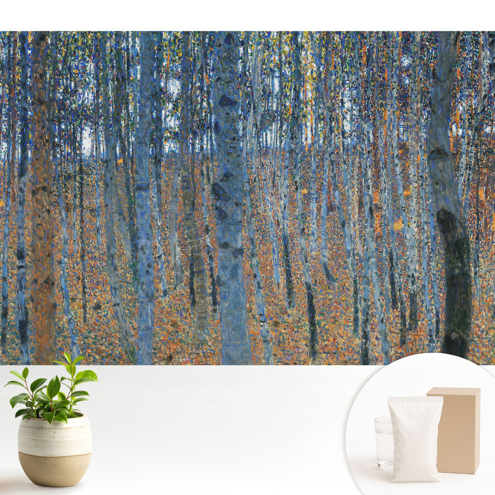 Tapeta do obývacího pokoje s motivem břízy v moderním impresionistickém stylu evokujícím harmonii