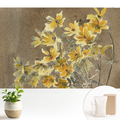 Tapeta do obyvaku Žluté květy na pozadí země