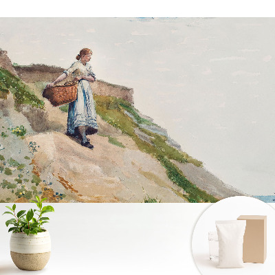 Tapeta na zeď Žena s košíkem na svahu
