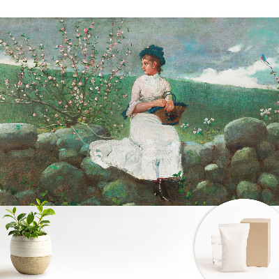 Samolepící tapeta s motivem květin a dívky
