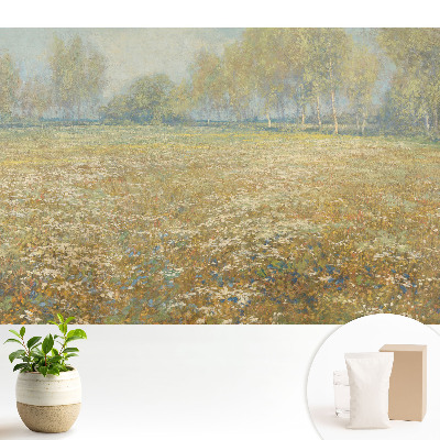 Tapeta s květinovou krajinou u lesa