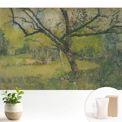 Samolepící tapeta s motivem malebné krajiny a centrálním stromem
