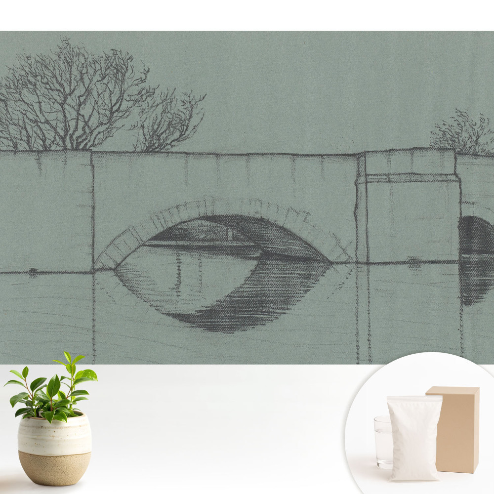 Tapeta s motivem mostu a řeky v klasickém stylu