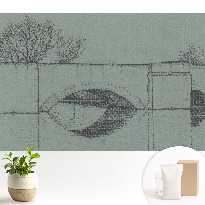 Tapeta s motivem mostu a řeky v klasickém stylu