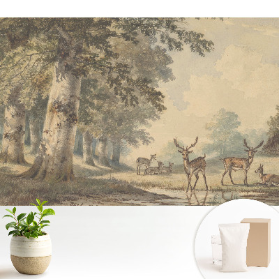Tapeta na zeď s motivem lesního jelena u potoka