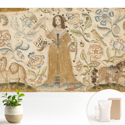 Samolepící tapeta s květinovým motivem a postavou uprostřed