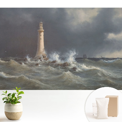 Tapeta na zeď Bouřlivé moře, maják, loď v dálce
