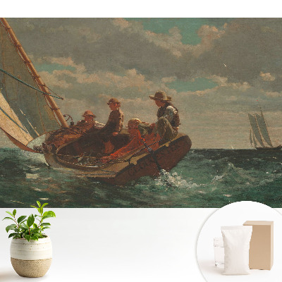 Tapeta Loď v rozbouřeném moři se skupinou lidí