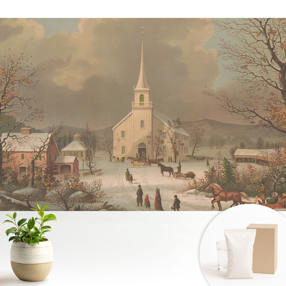 Samolepící tapeta se zimní žánrovou scénou