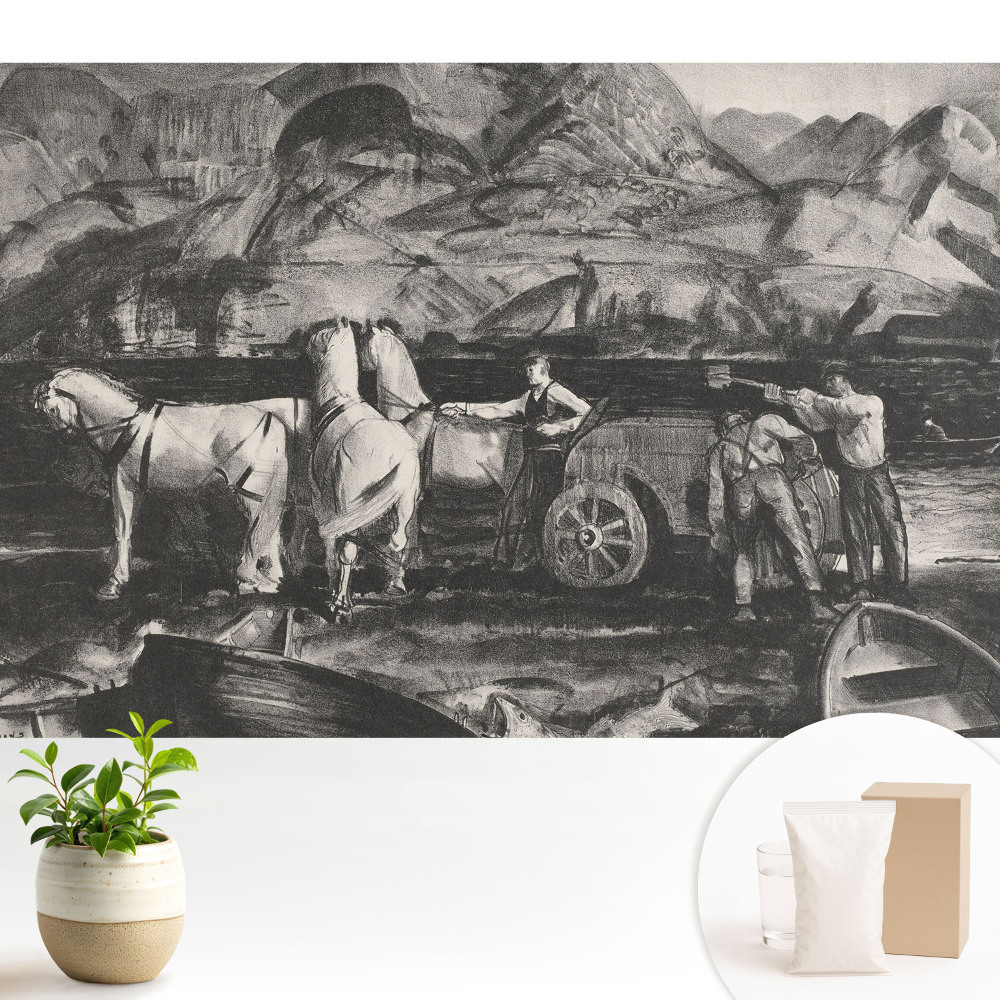 Tapeta na zeď s motivem práce v horách a koňmi