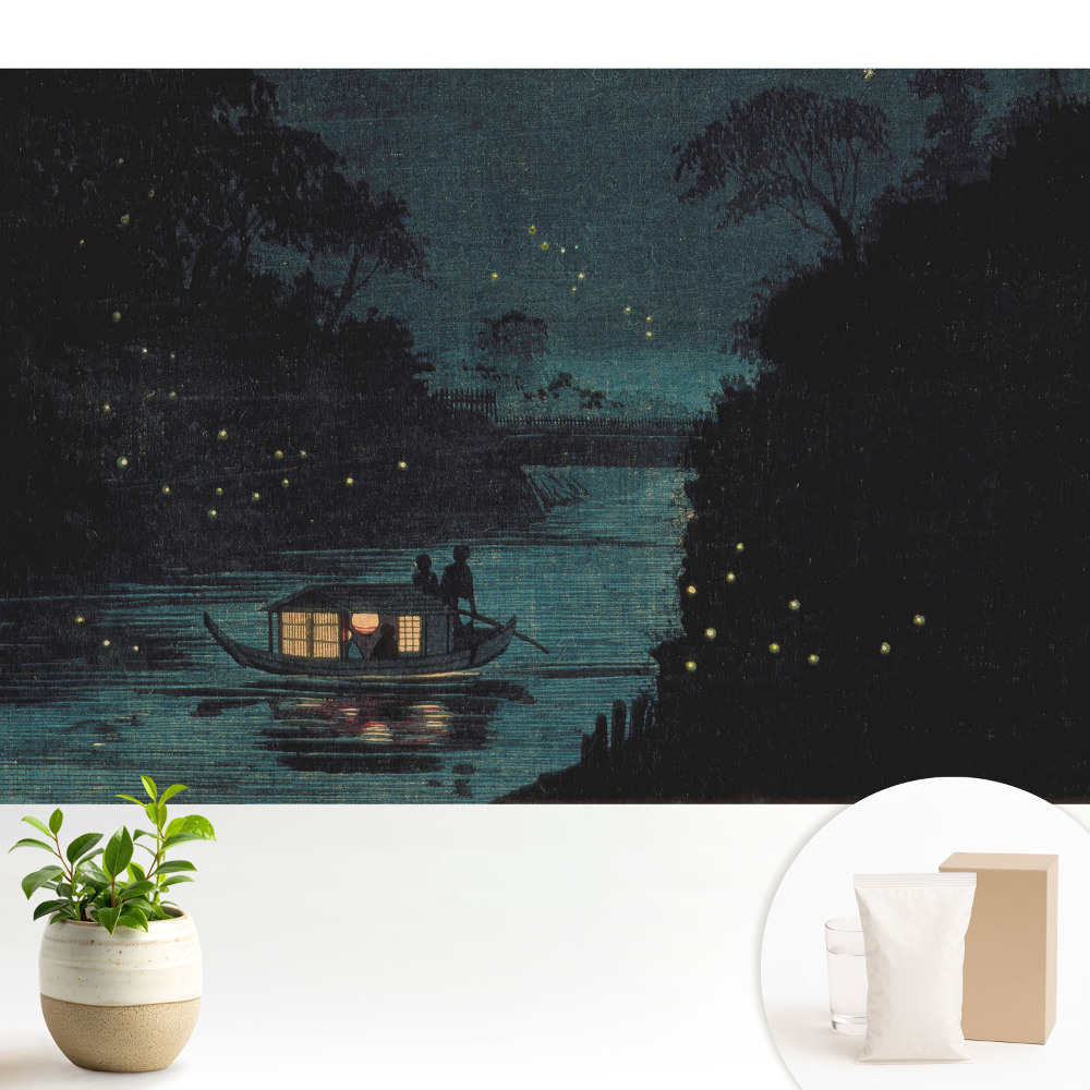 Samolepící tapeta s motivem noční lodě obklopené světluškami