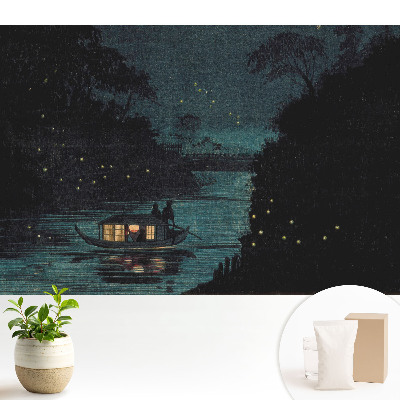 Samolepící tapeta s motivem noční lodě obklopené světluškami