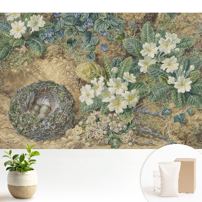 Tapeta Květy prvosenky s ptačím hnízdem