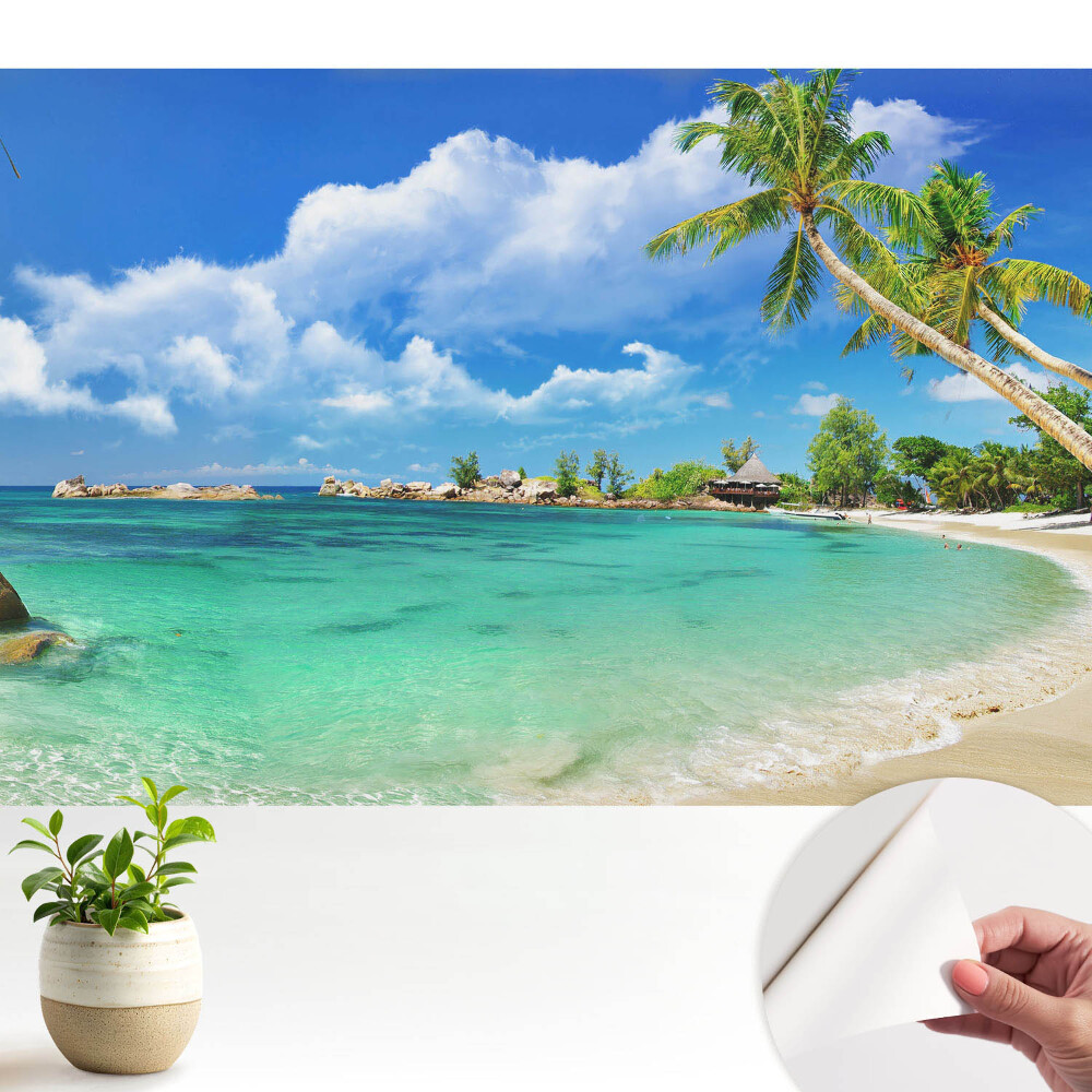 Tapeta Exotická pláž, palmy, zeleň