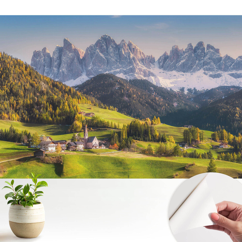 Tapeta Horská vesnice s malebnou krajinou