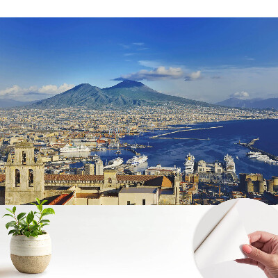 Tapeta Malebná krajina se sopkou a přístavem