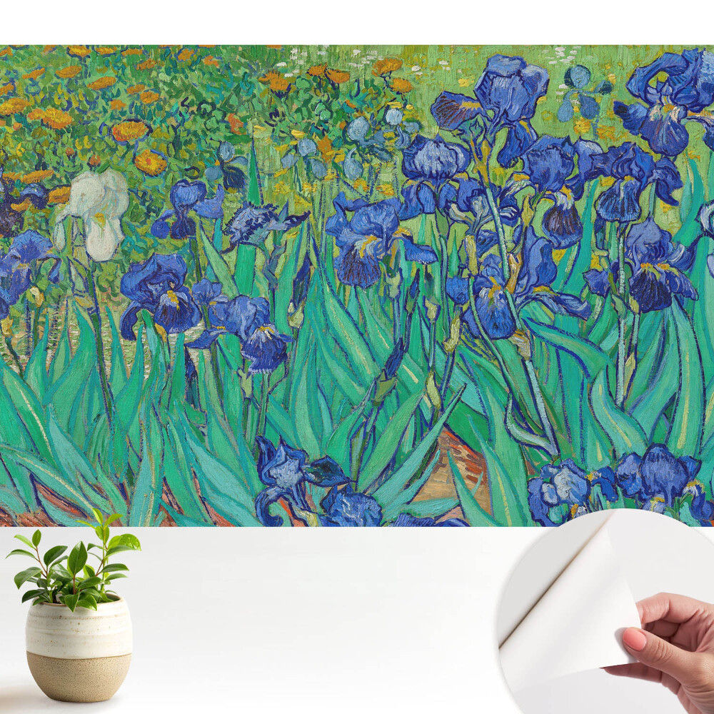 Tapeta Fialové kosatce v zelené zahradě