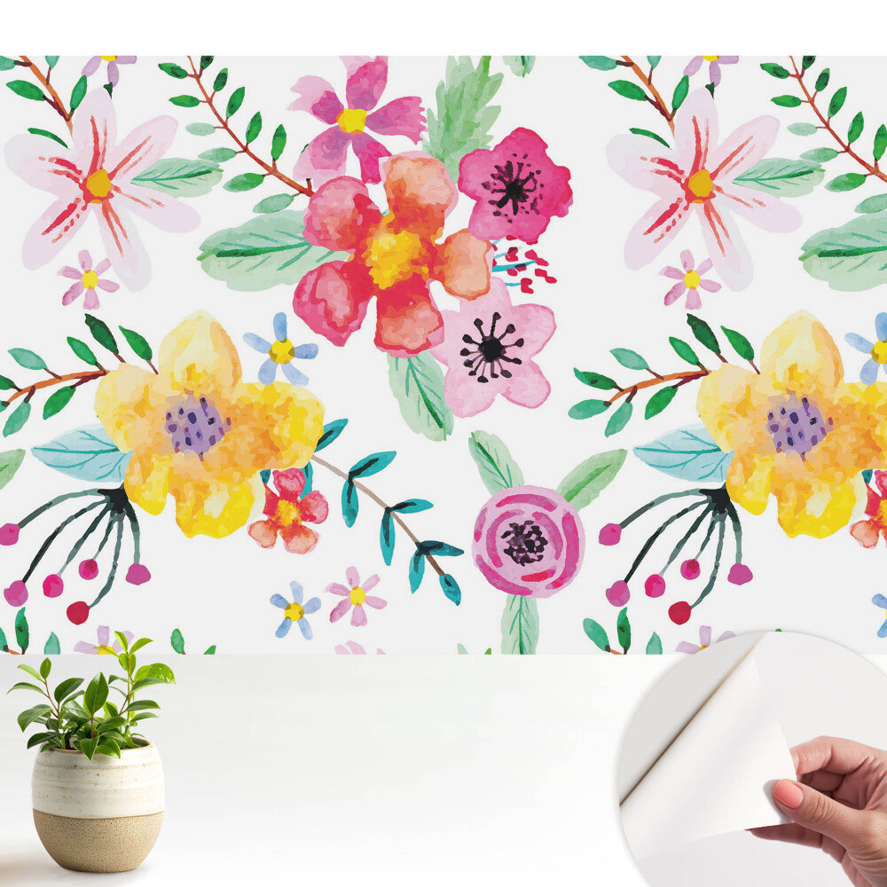 Tapeta na zeď Barevné akvarelové květiny