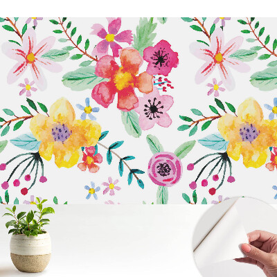 Tapeta na zeď Barevné akvarelové květiny