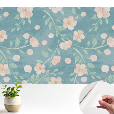 Tapeta s pastelovými květinami a listy