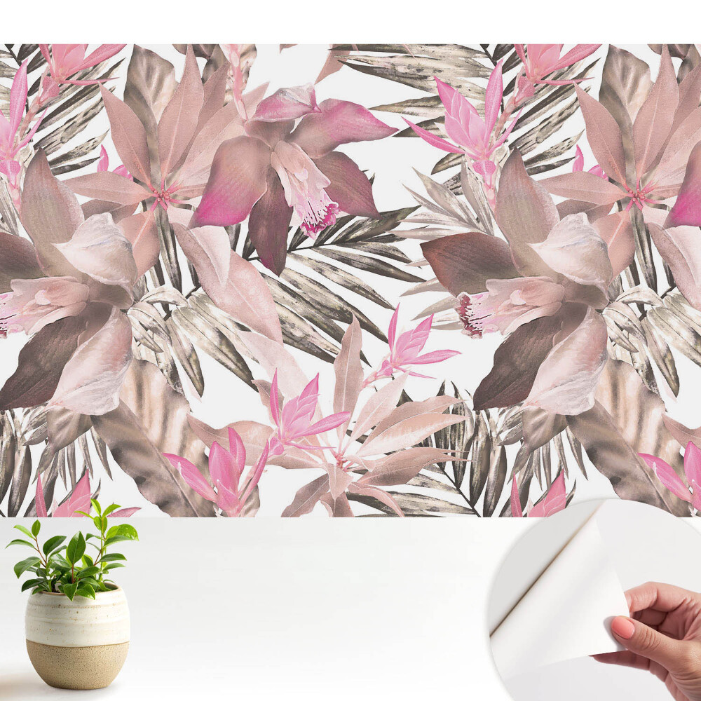 Tapeta do obyvaku Harmonický vzor s pastelovými exotickými květinami