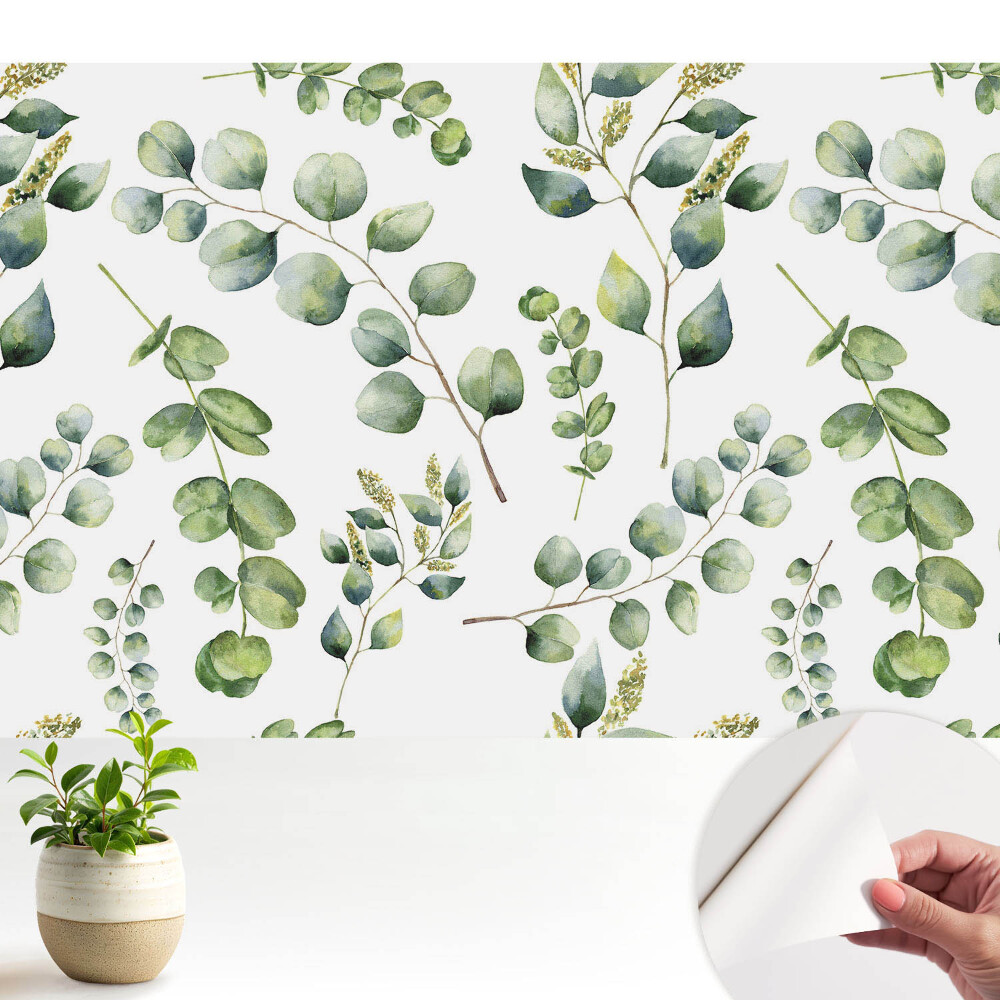Tapeta Akvarel rostlinné listy opakující se vzor