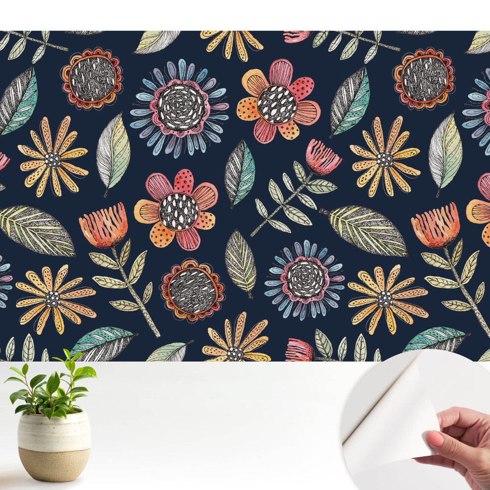 Tapeta do obyvaku Mozaika barevných květin a listů