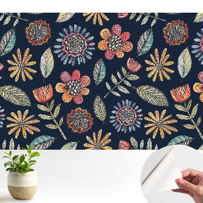 Tapeta do obyvaku Mozaika barevných květin a listů