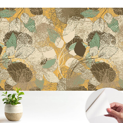 Tapeta Jemné listy a květy v harmonickém vzoru