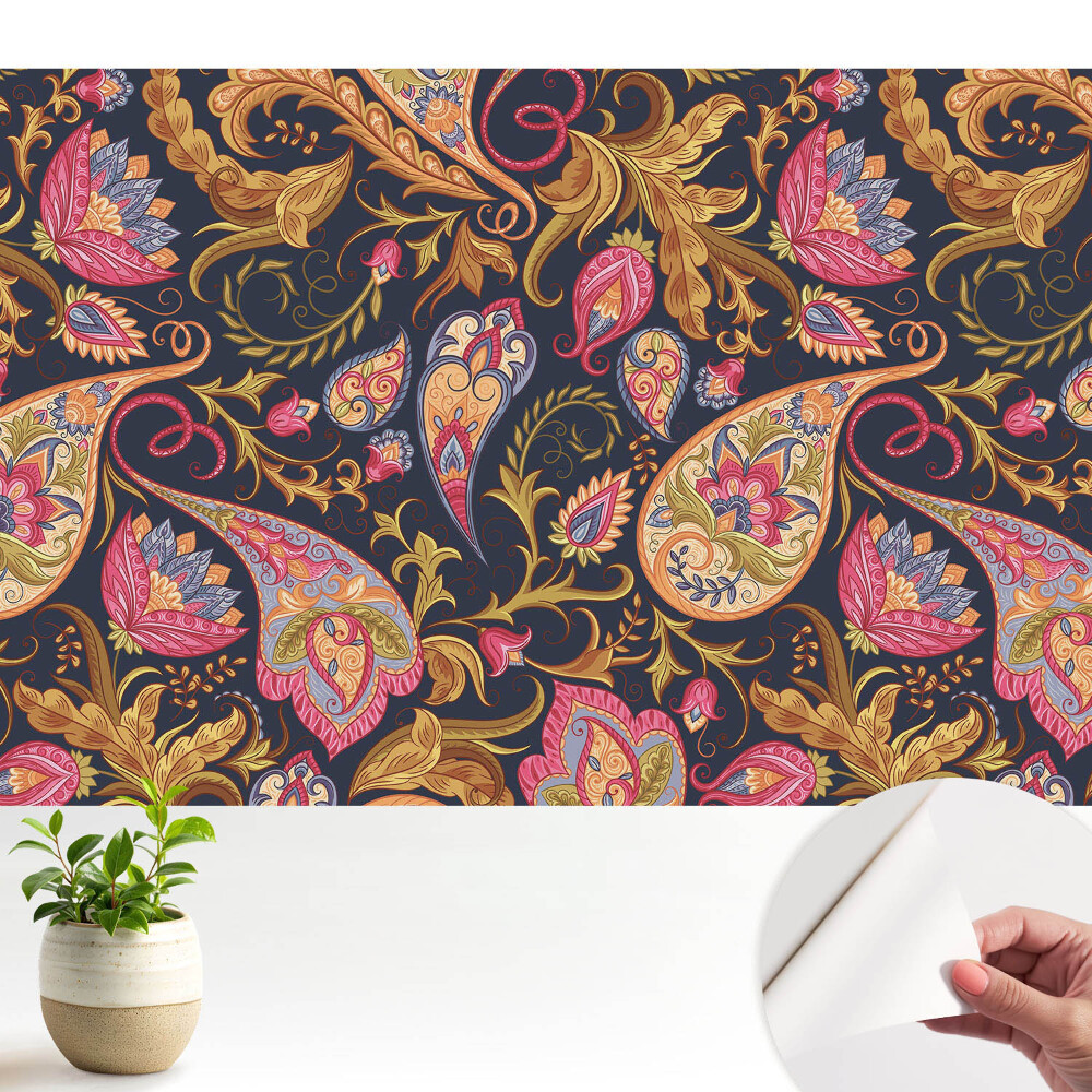 Tapeta do obyvaku Květinový paisley vzor barevný elegantní