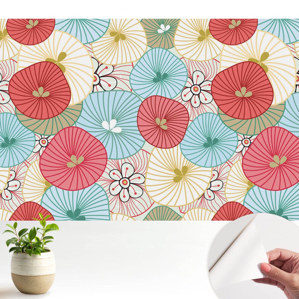 Tapeta do obyvaku Barevné kulaté květiny v moderním stylu