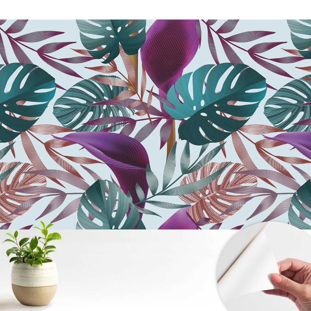 Tapeta do obyvaku Chaos barevných tropických listů