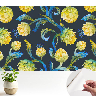 Tapeta do obýváku s akvarelovým motivem květin v elegantním provedení