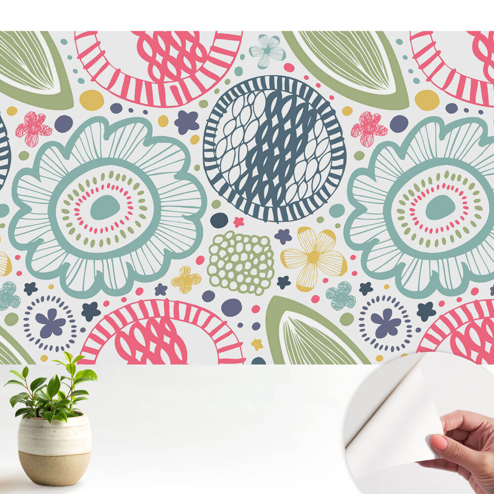 Tapeta Moderní květinové a geometrické vzory