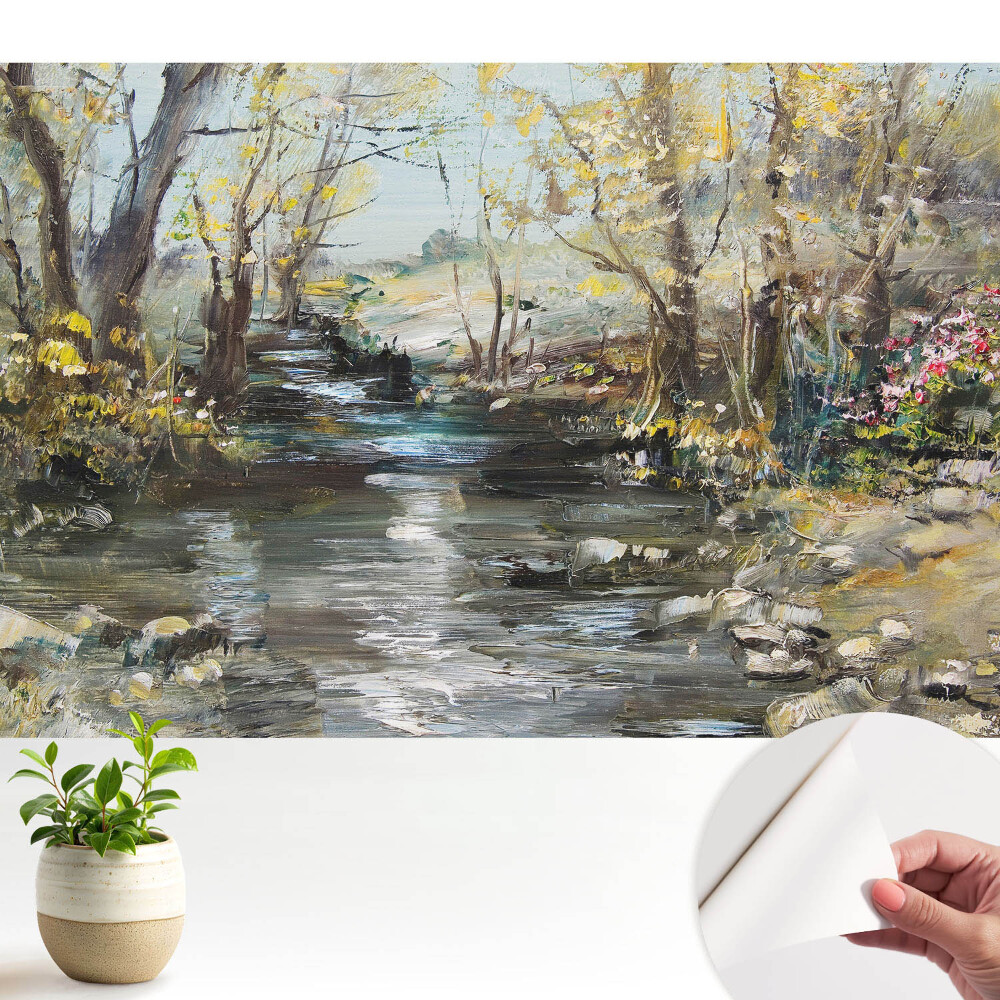 Tapeta na zeď Malebná lesní krajina s potokem