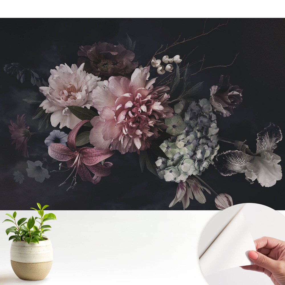 Tapeta na zeď Květinová elegance na tmavém pozadí