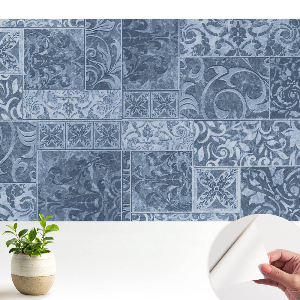 Tapeta do obyvaku Modrý vintage vzor