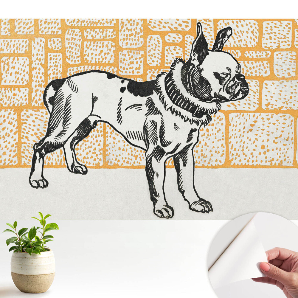 Tapeta na zeď Pes na pozadí cihel v retro stylu