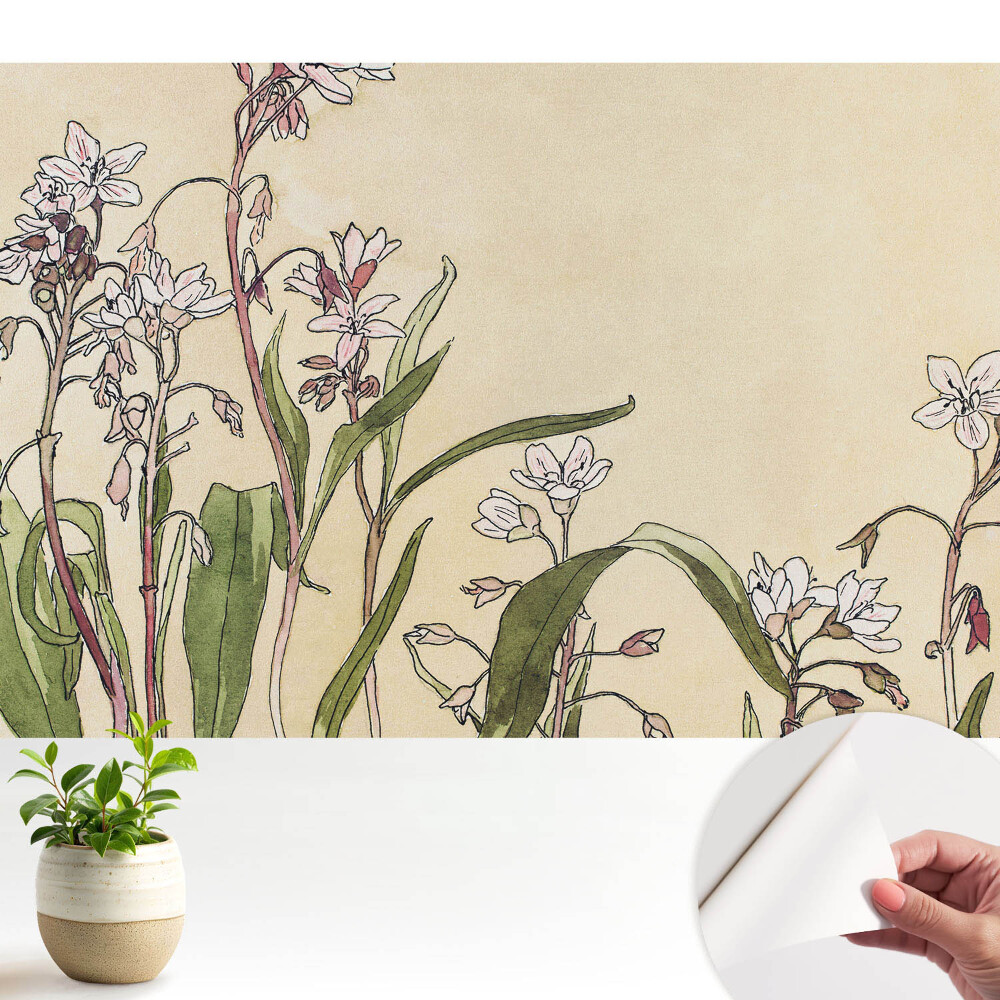 Tapeta do obyvaku Jemné květiny na světlém pozadí