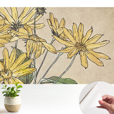 Tapeta na zeď Žluté květy na béžovém pozadí