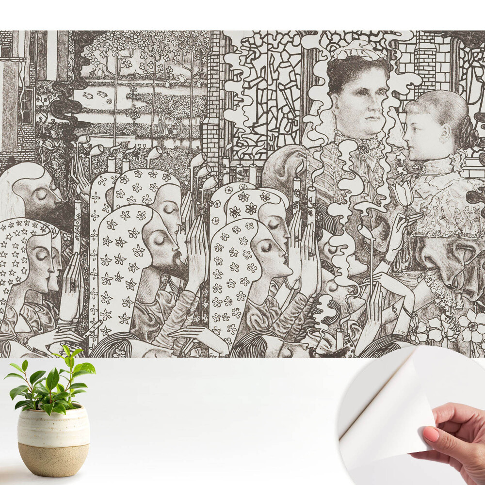 Tapeta do obyvaku Klasické portréty a květinové vzory